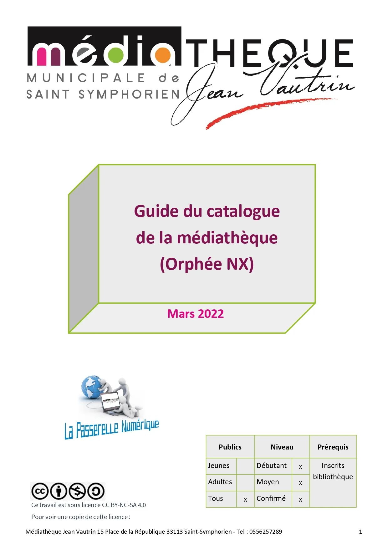 Visuel de la première page du tuto de recherches dans le catalogue Orphee Nx de la médiathèque